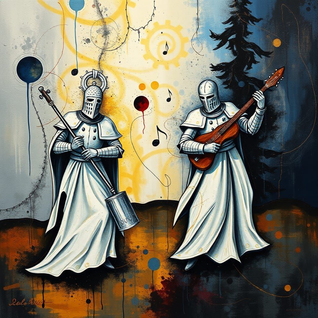 Abstract Jazz Batik: Knights in White Satin