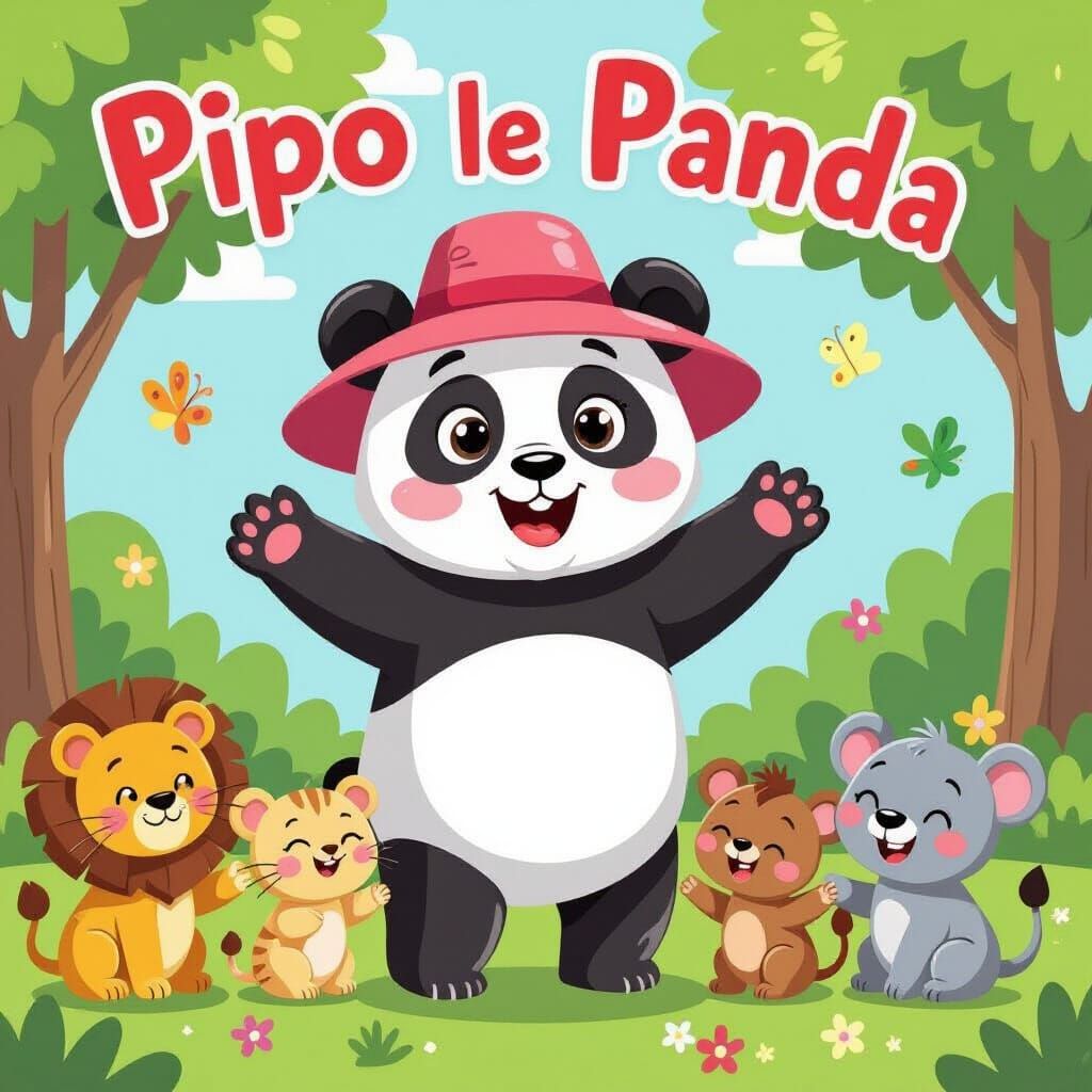 Cute Panda Pipo and Animal Friends in Whimsical Style