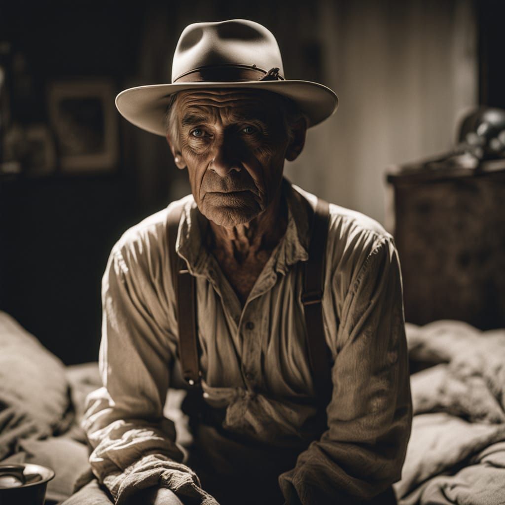 Depression Era Man in Wyeth and Goya Styles