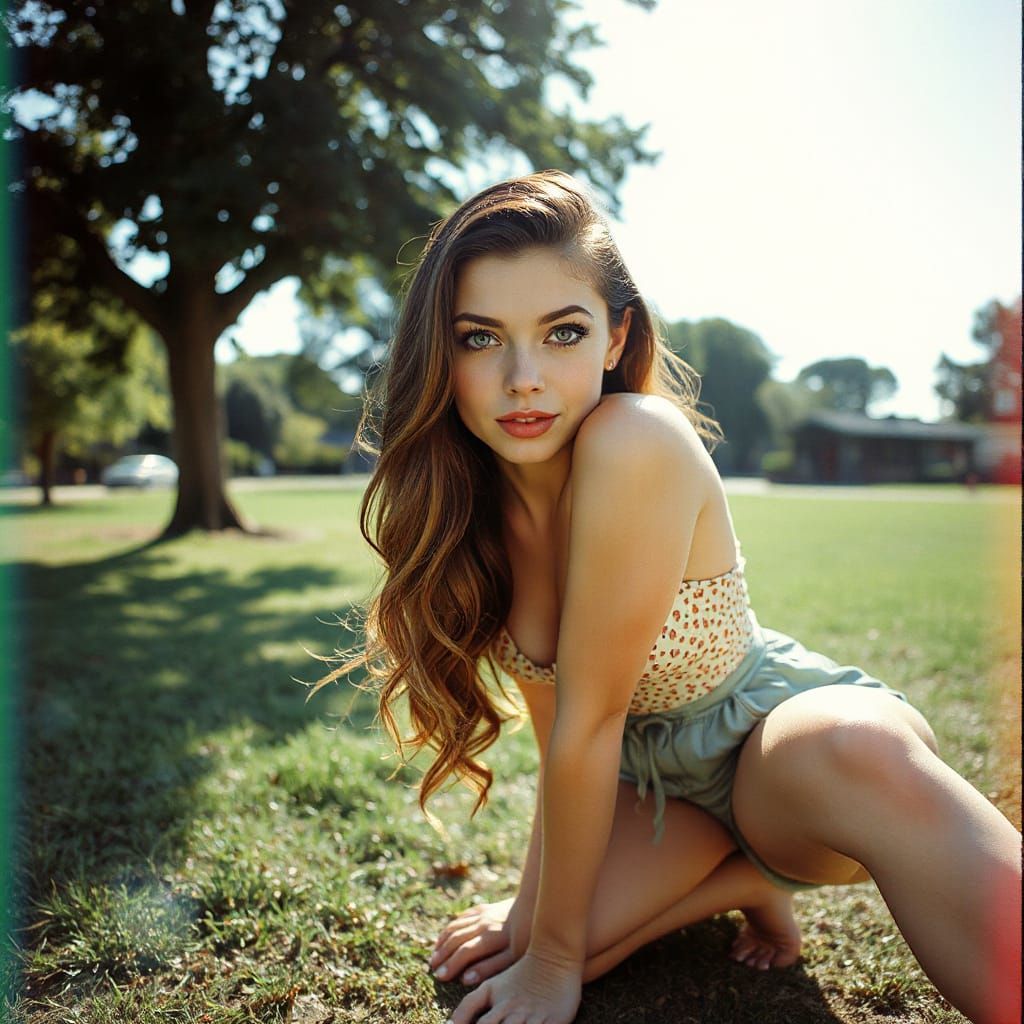 1950s Pin-Up Woman in Glitch Art Style