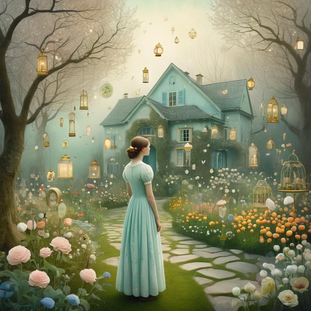 Enchanting Garden Meeting in Watercolor Style