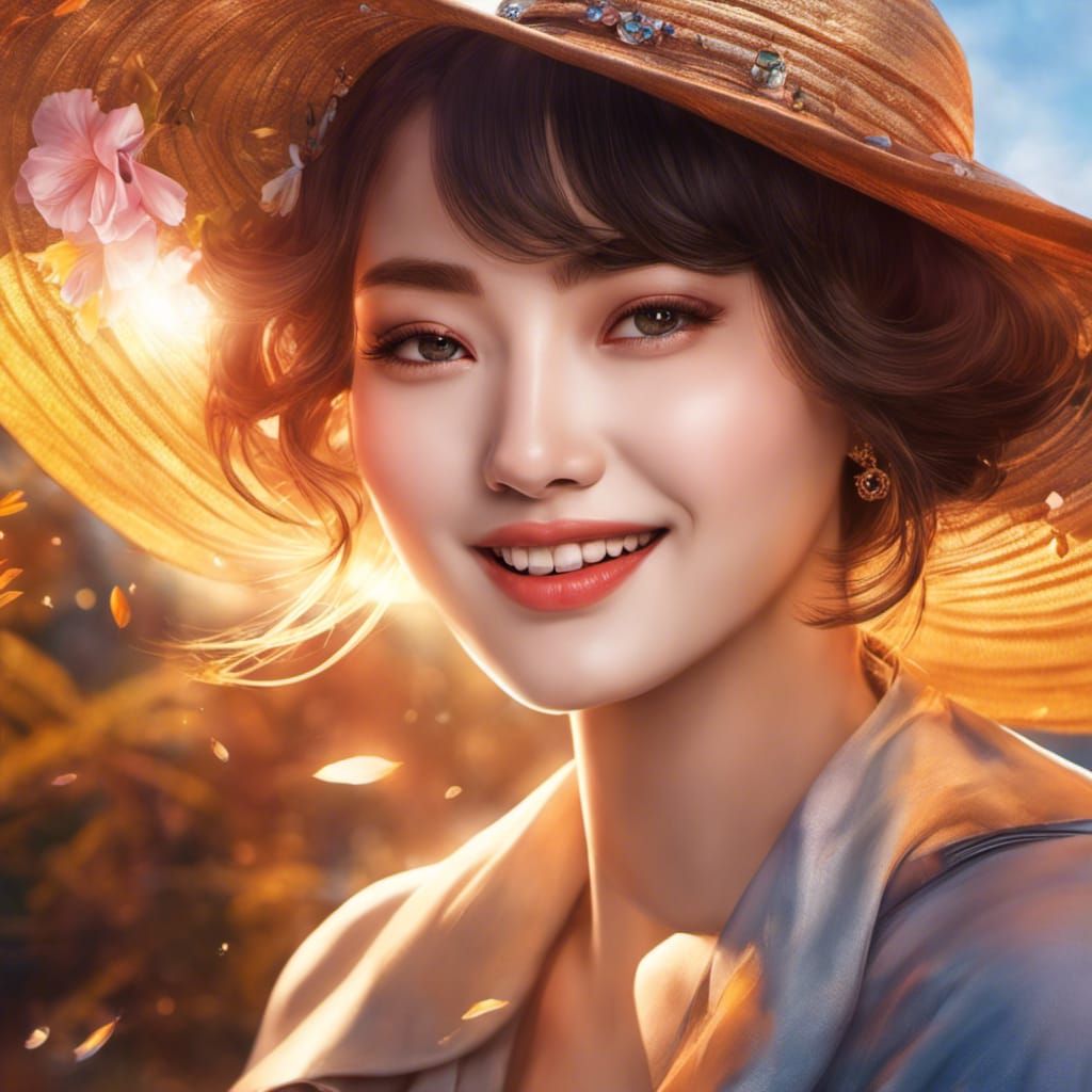 Realistic Portrait Radiating Joy in Sunlight