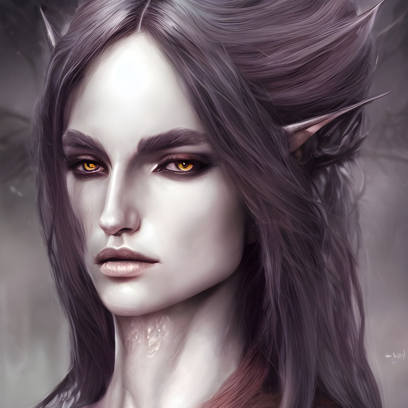 Elegant Dark Elf Goddess Portrait in Digital Art