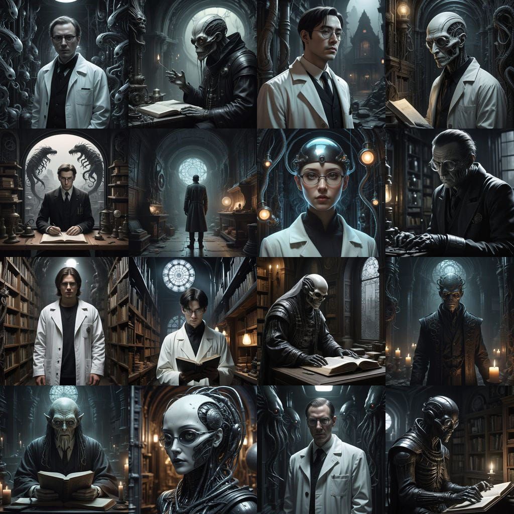 Ethereal Cthulhu Scientist in Haunting Studio Ghibli Style