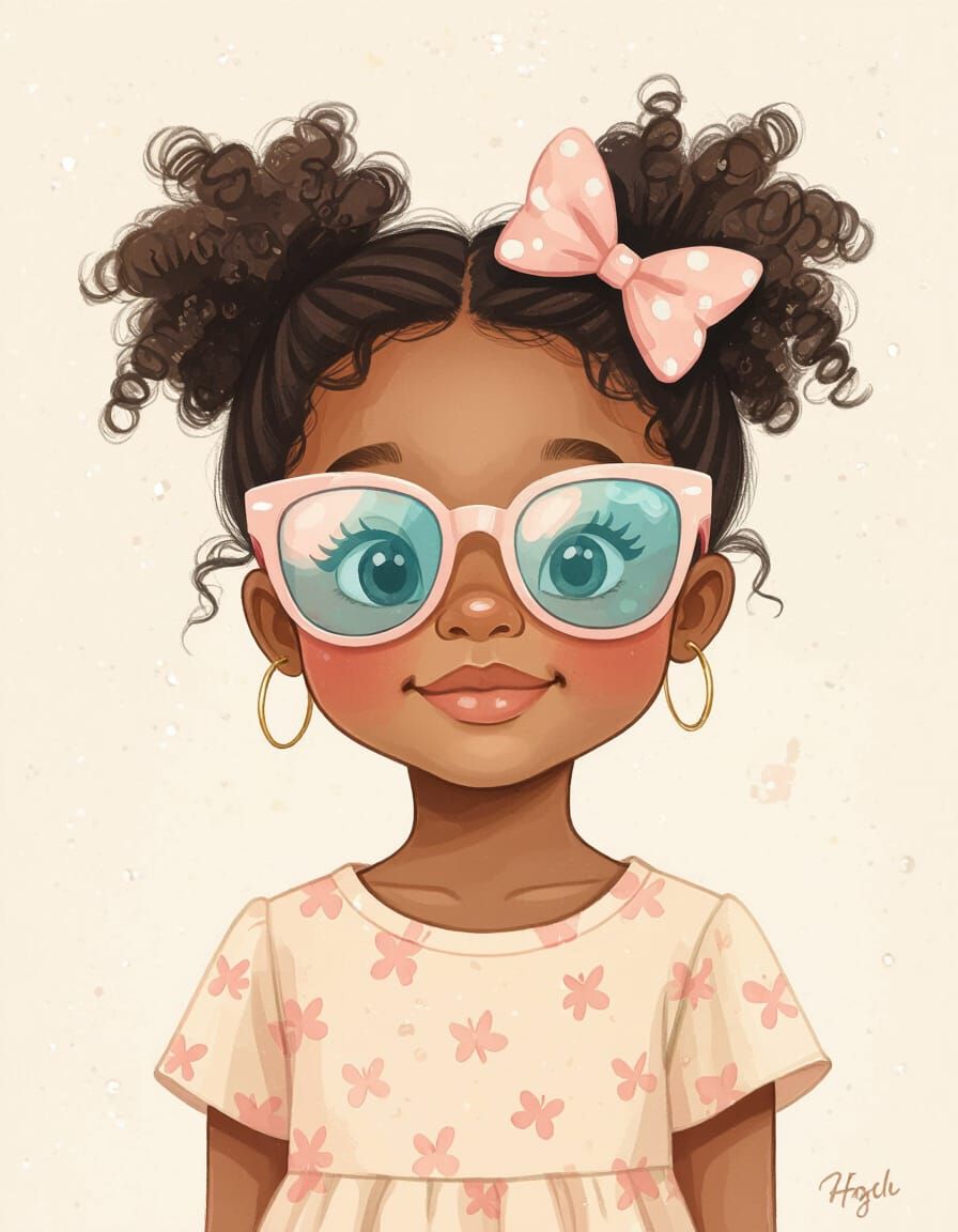 Cute Kid with Butterfly in Pastel Illustration