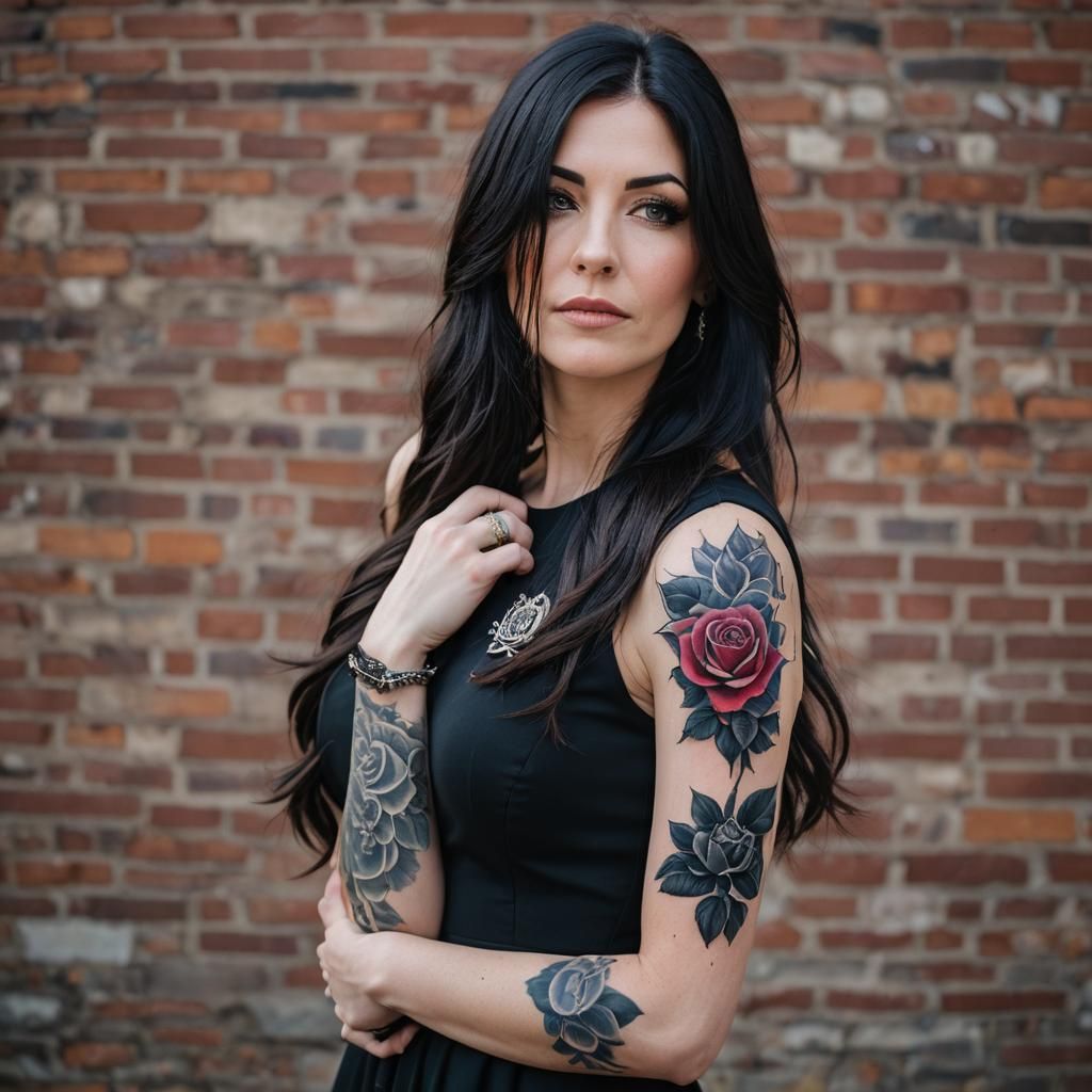 Woman with Rose Tattoo in Professional Photo