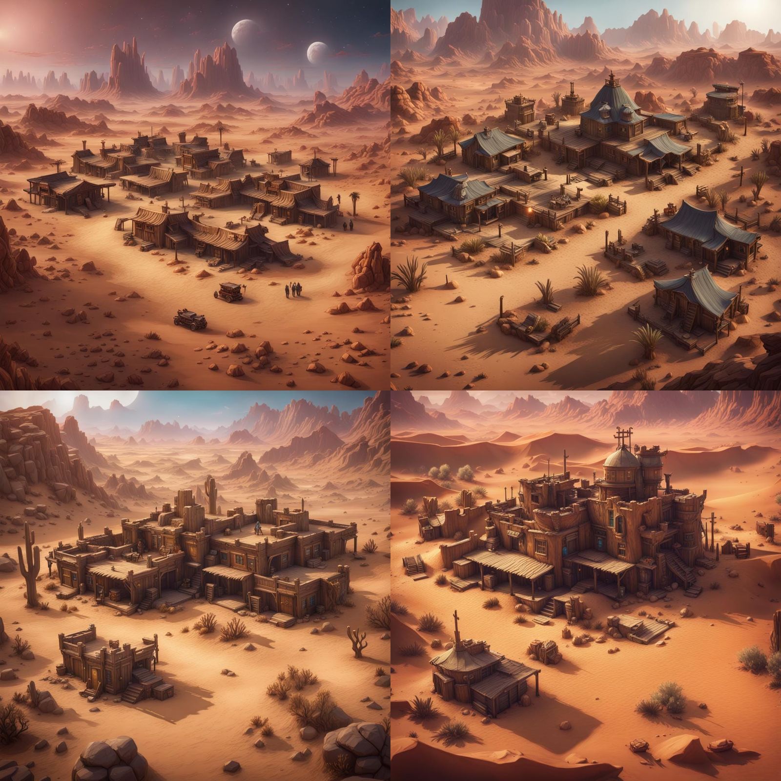 Space Western Desert Settlement TTRPG Map