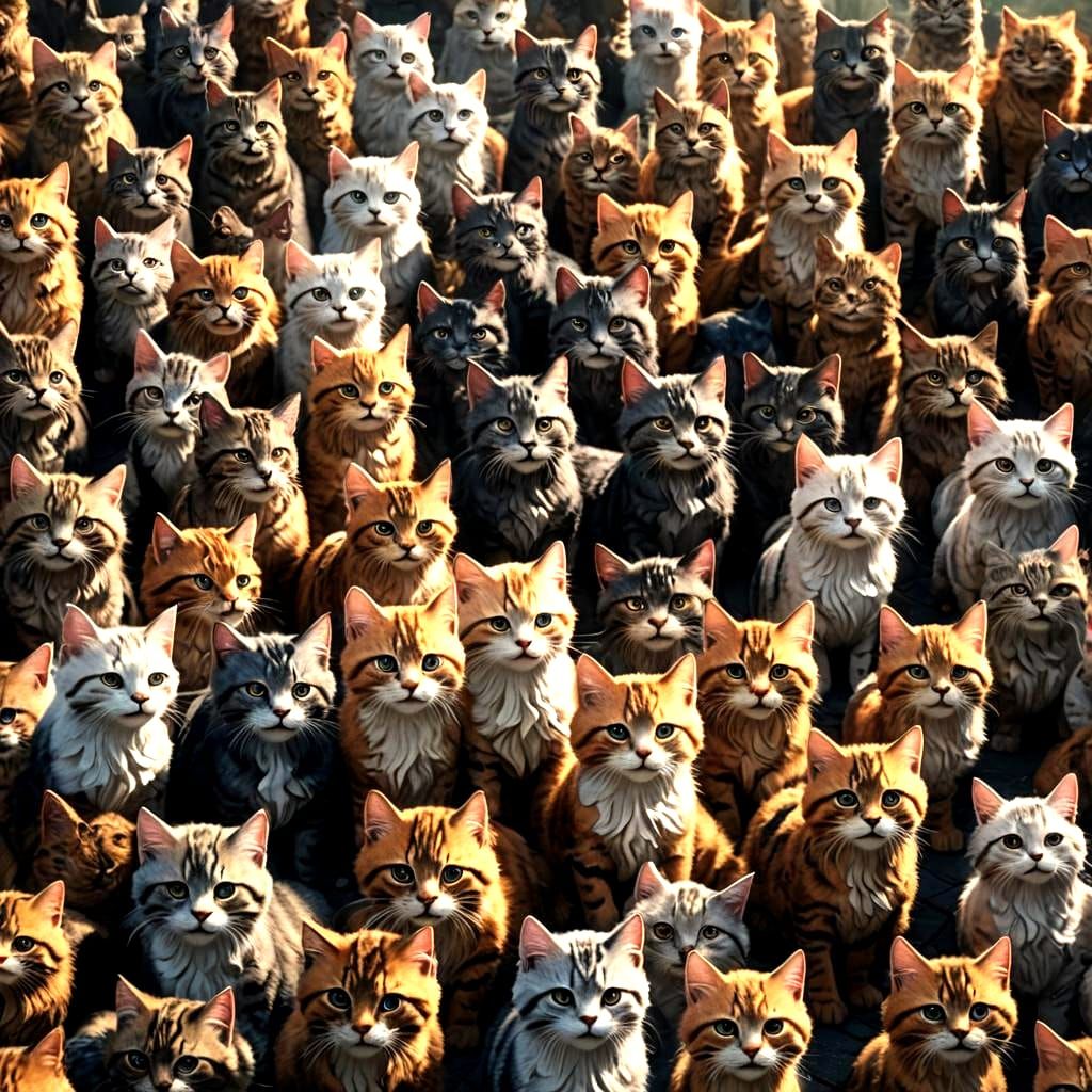Hyperrealistic Kitty Cat Army in Detailed Digital Painting