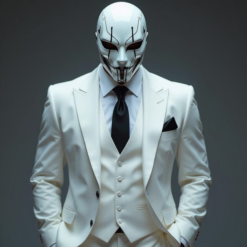 Ace of Spades Masked Man in Biomechanical Art Deco