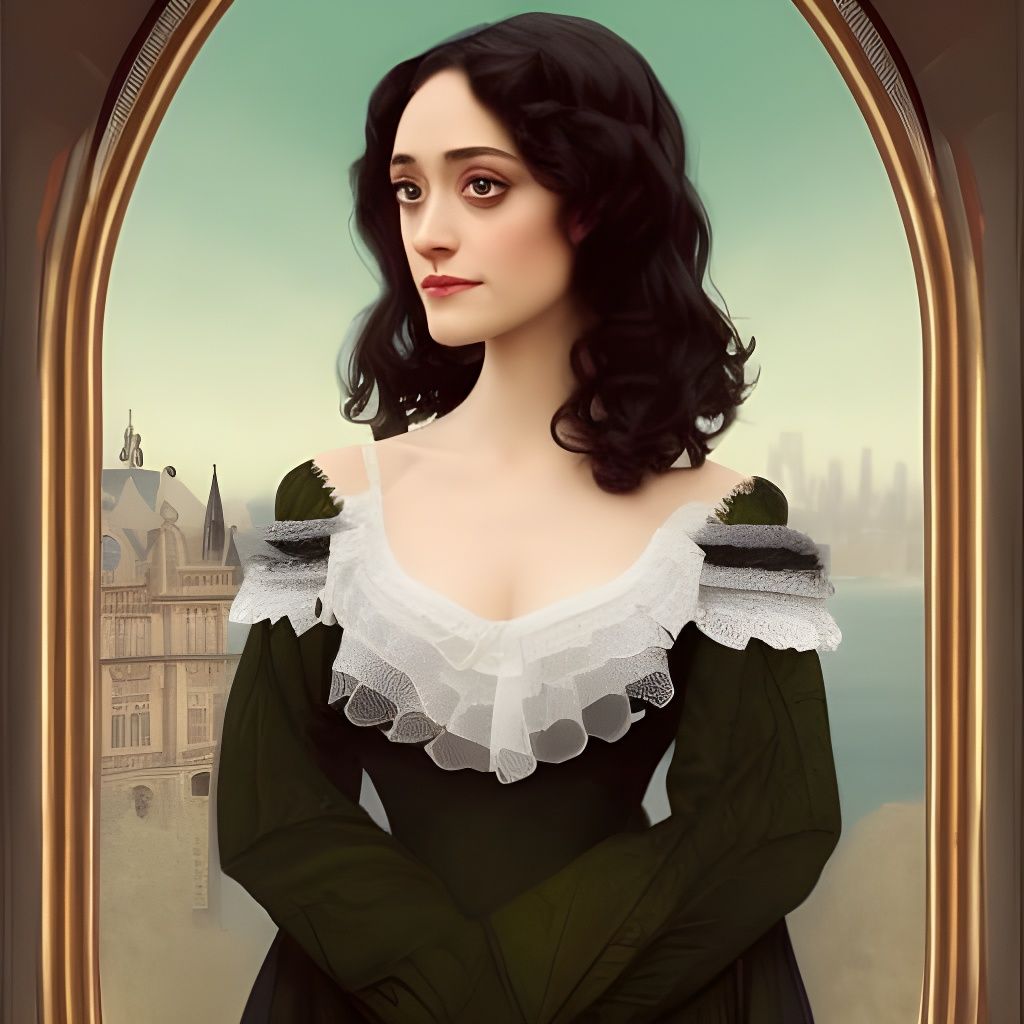 Victorian Woman Portrait in Art Nouveau Style