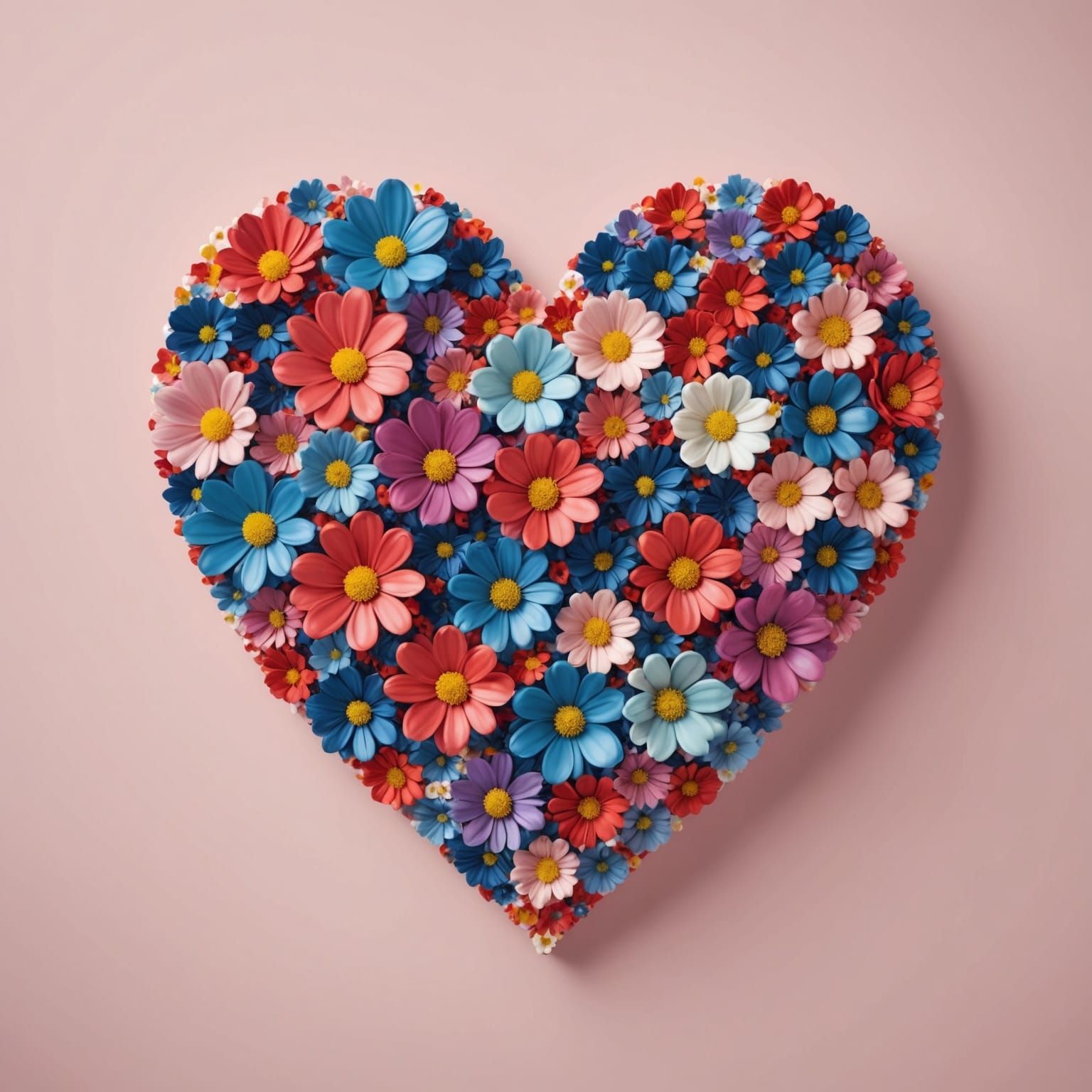 Liquid Flowers Form 3D Love Heart