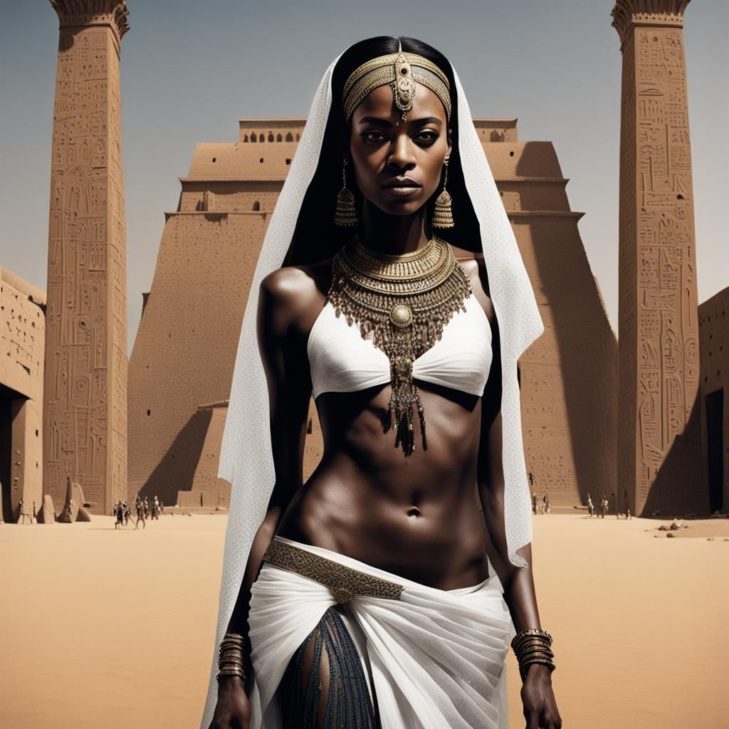 Egyptian Woman with Tattoos in Ancient City