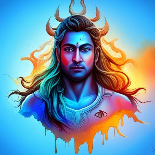 Lord Mahadev Cricket Team Logo: Hyperrealistic Splash Art