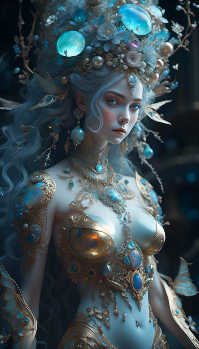 Ornate Opal Goddess in Breathtaking Fantasycore Style