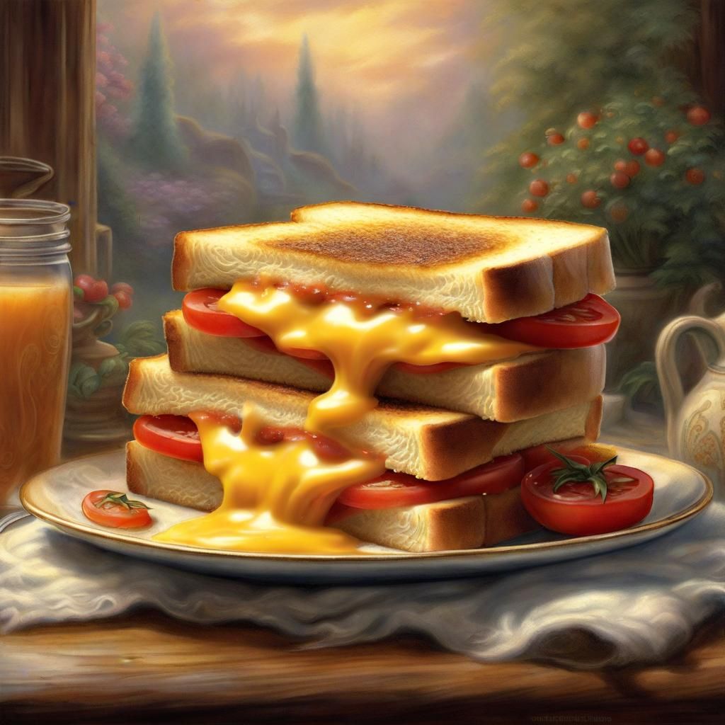 Grilled Cheese Sandwich in Ethereal Fantasy Style