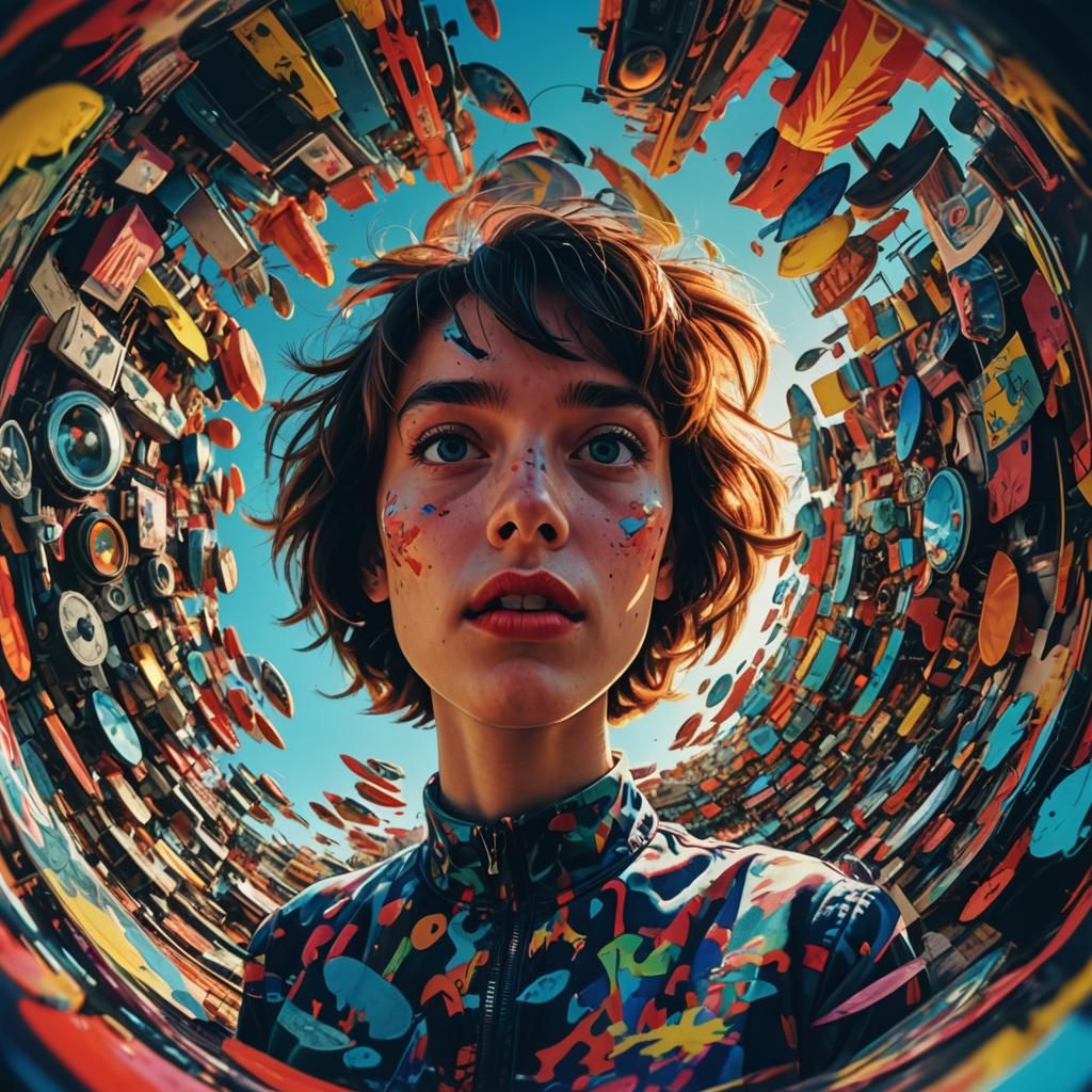 Surreal Pop Art Portrait with Fisheye Lens