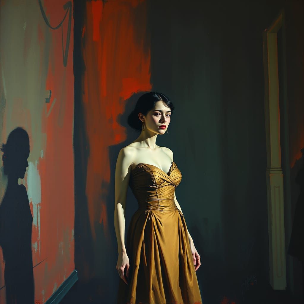 Elegant Woman in Abstract Expressionist Style