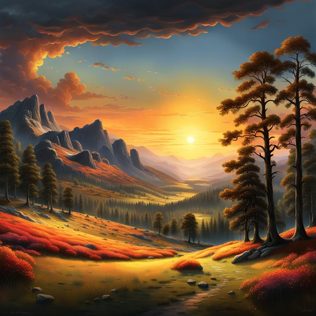 The meadows breathing amber light