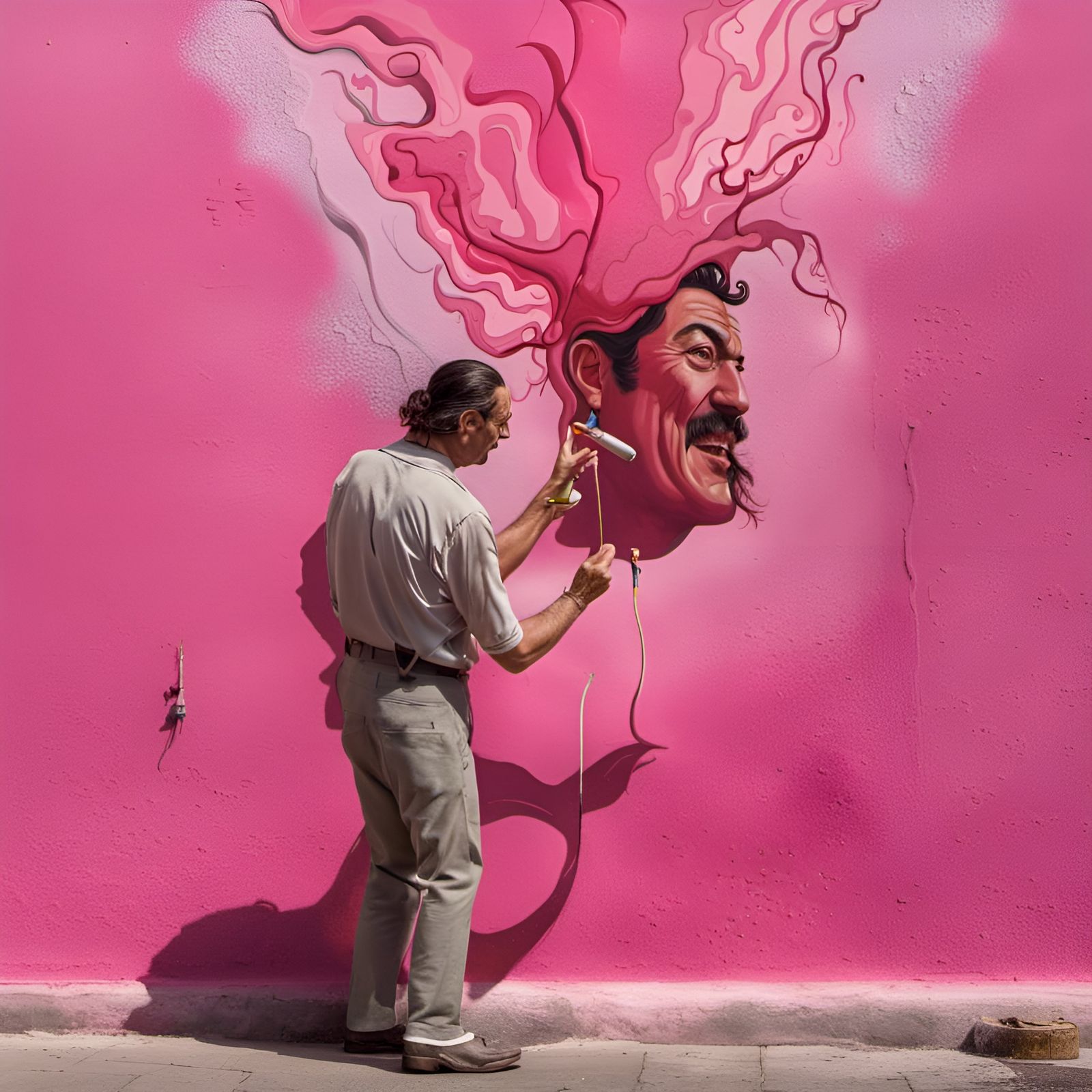Dali Painting a Wall in Cuba: Hyperrealistic Splash Art