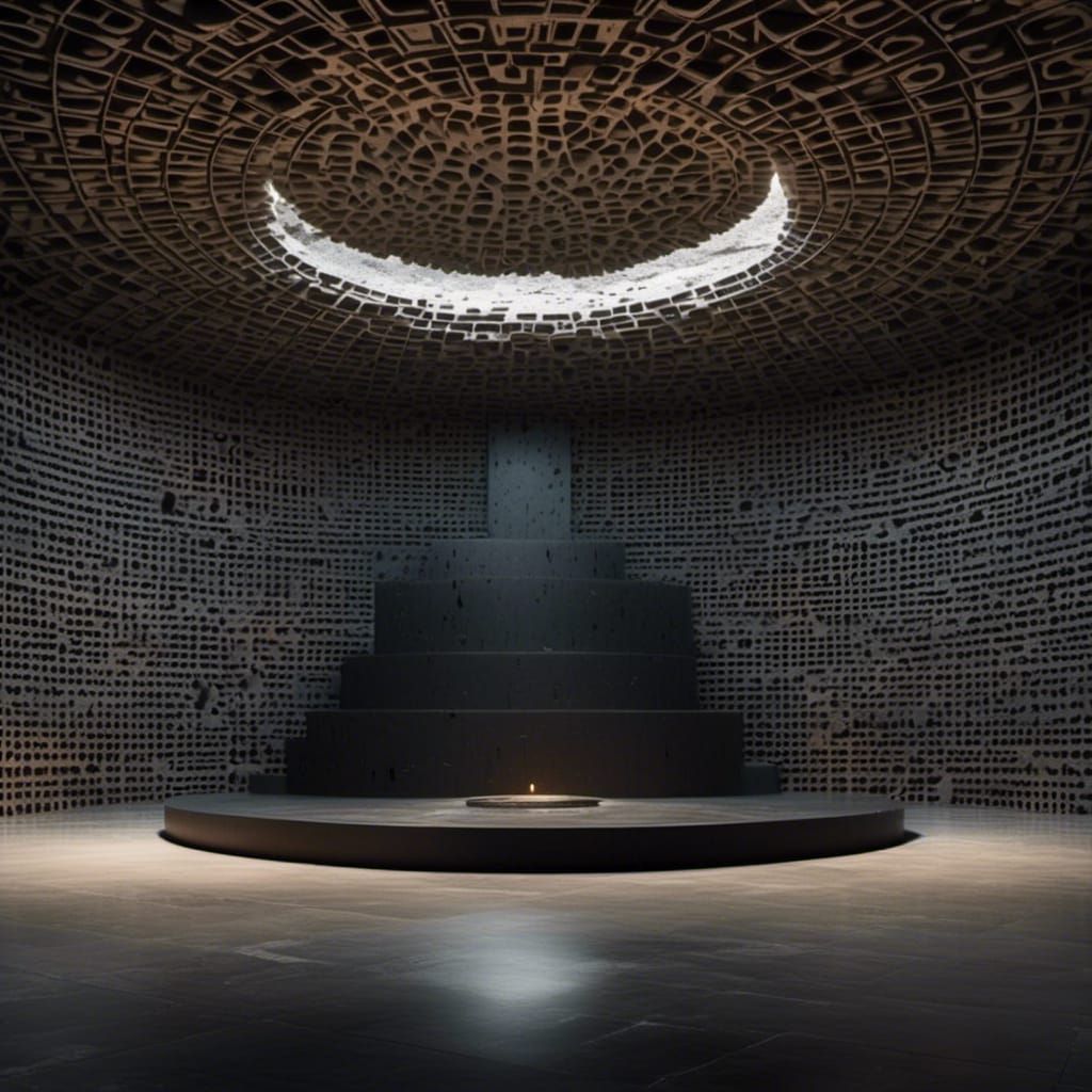 Gloomy Crypt with Niches in Hyperrealistic Style