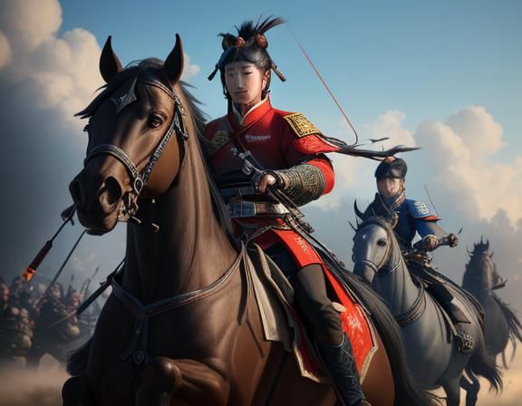 Cavalry Battle Scene Inspired by Chinese Masters