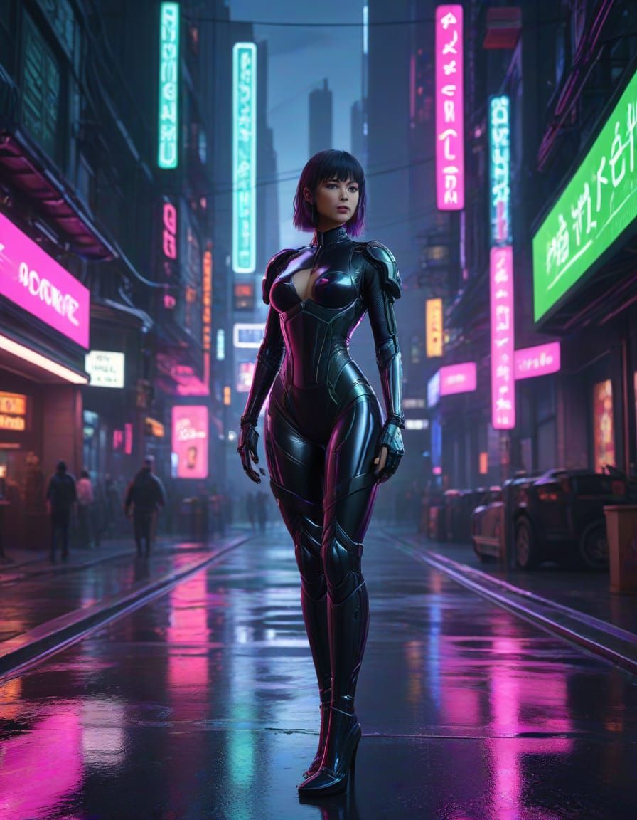 Cyberpunk Goddess in Neon Dreamscape