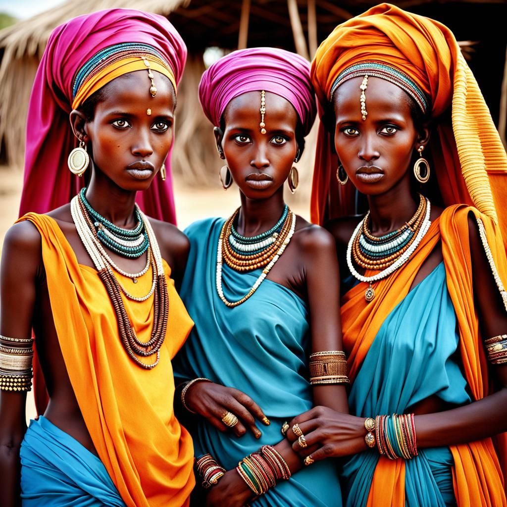 Portrait of Somali tribal princesses