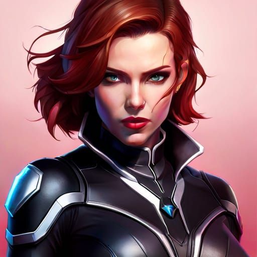 Black Widow Overwatch Portrait in Art Nouveau Style