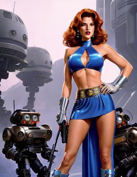Retro Sci-Fi Princess with Laser Gun