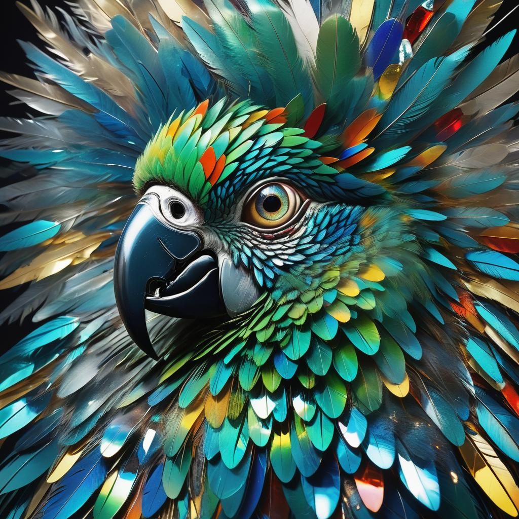Surreal Parrot Portrait in Abstract Expressionism