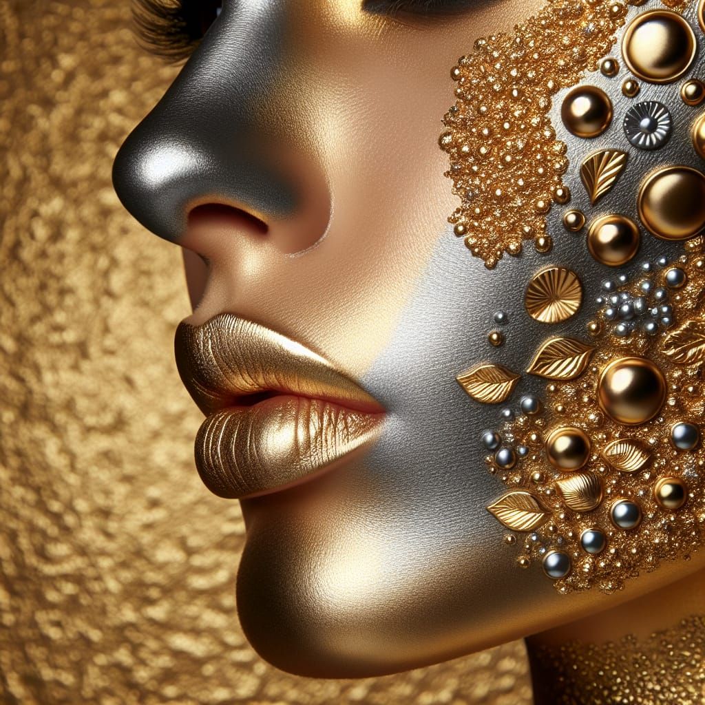 Gold and Silver Woman Profile with Gaussian Blur