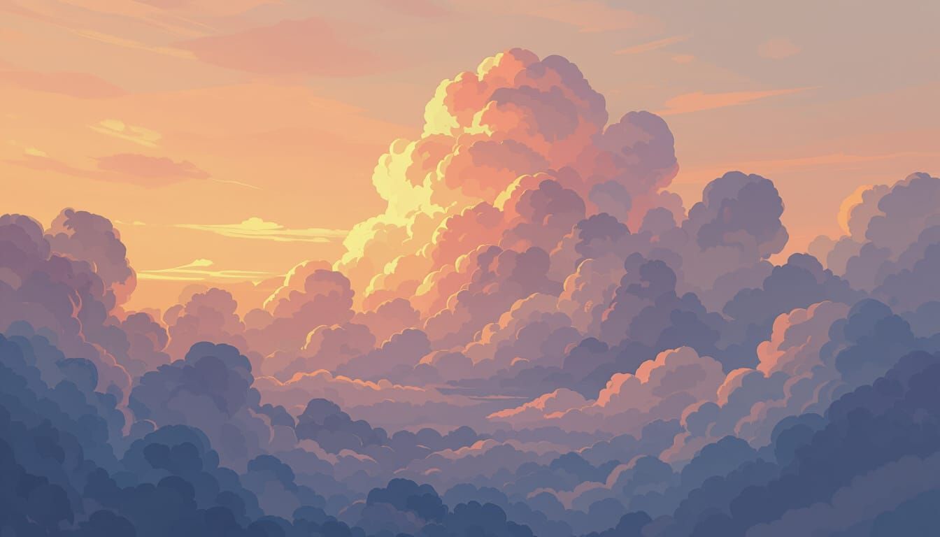 Abstract Cloudscape in Pastel Colors, Dreamy Aesthetic