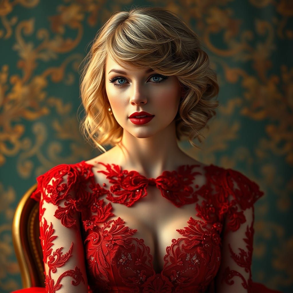 Sensual Evening Portrait in Art Nouveau and Hyper-Realistic...