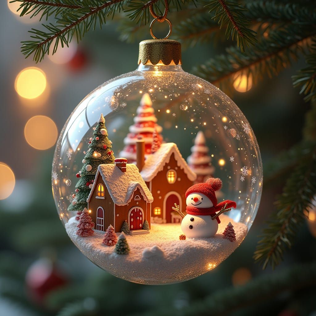 A Majestic Glass Christmas Bauble Unfolds a Winter Wonderlan...
