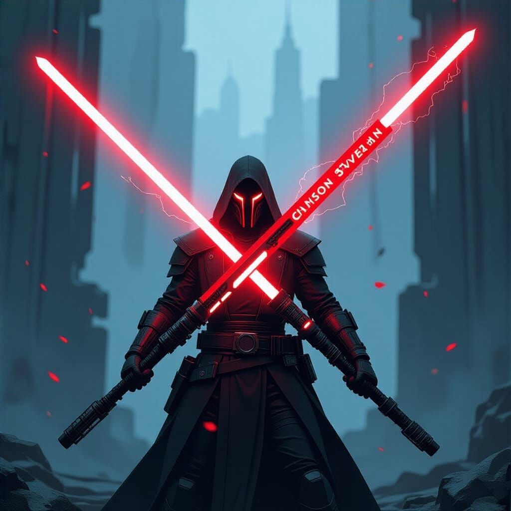 Crimson Sovereign: Rakata Saber in Dark Sci-Fi Style