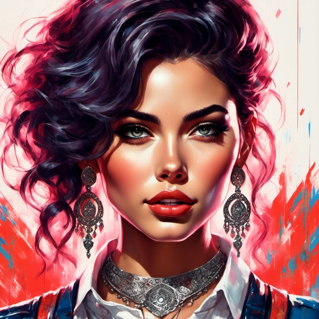 Beautiful Woman in Spaceport, Hyperrealistic Portrait