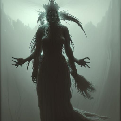 Ghost Witch of Wabanaki Tribes: Gothic Horror Art