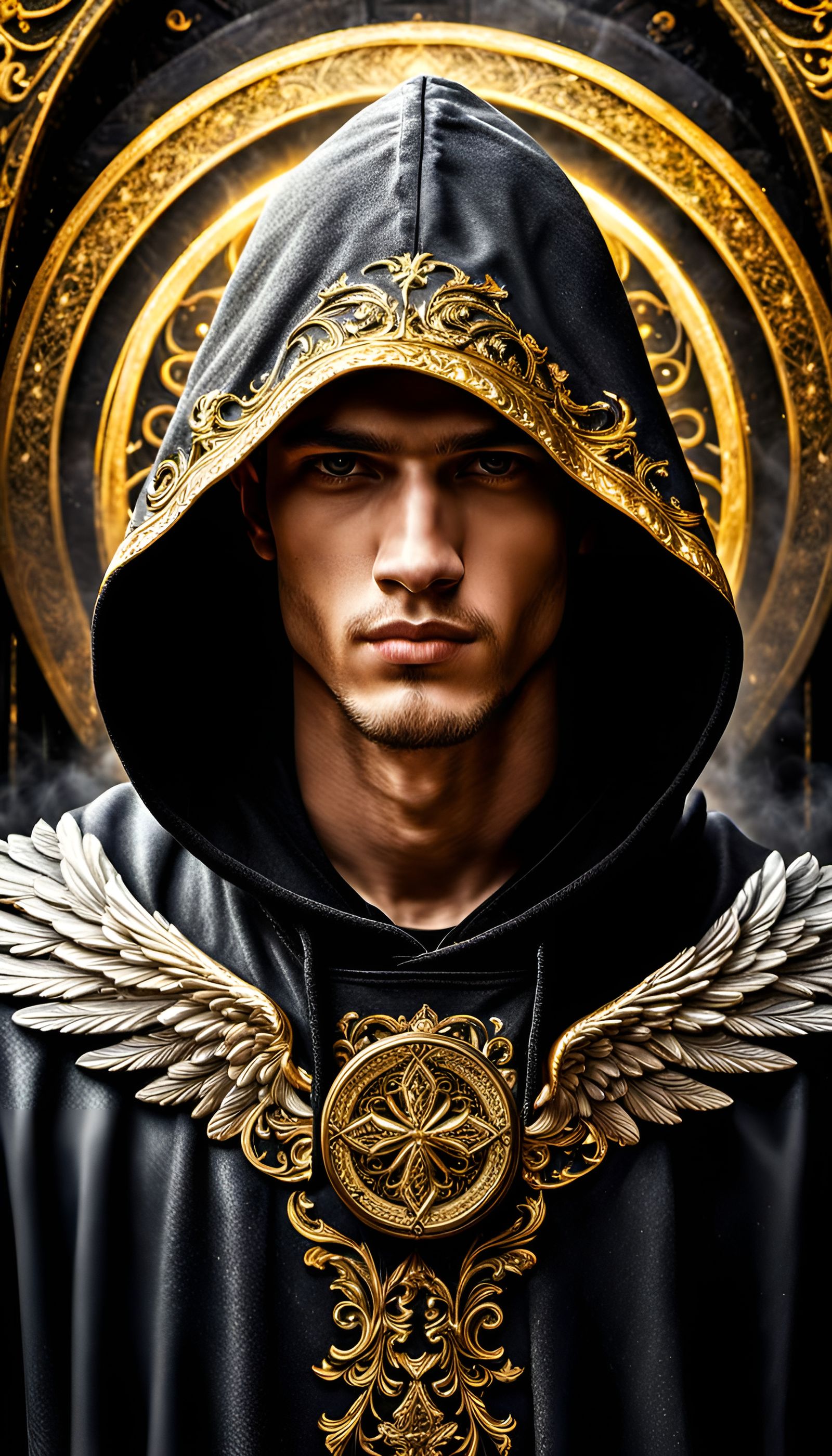 Ornate Angel Oracle Card Design in 8K