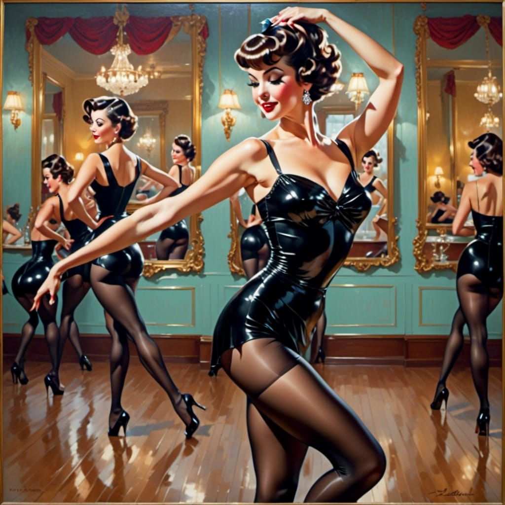 Impressionistic Oil Painting of Jazz Dancer in Studio