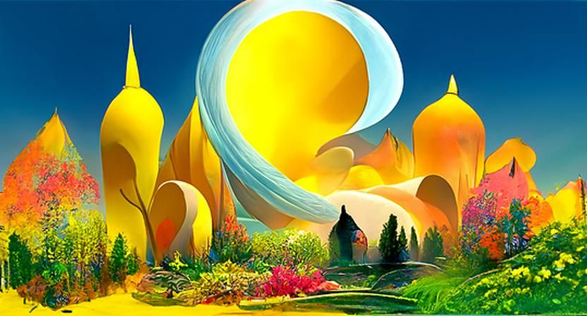 Magical Landscape Painting in Eyvind Earle Style