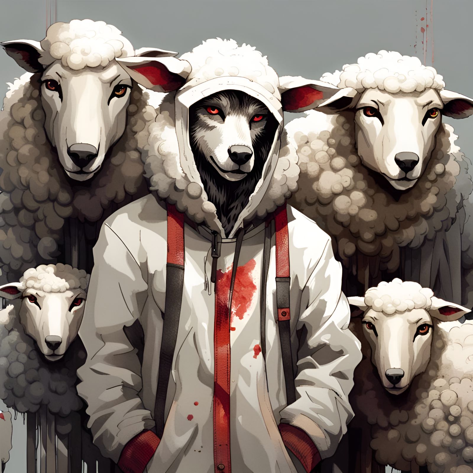 Anthro Wolf in Sheep's Clothing: Digital Art