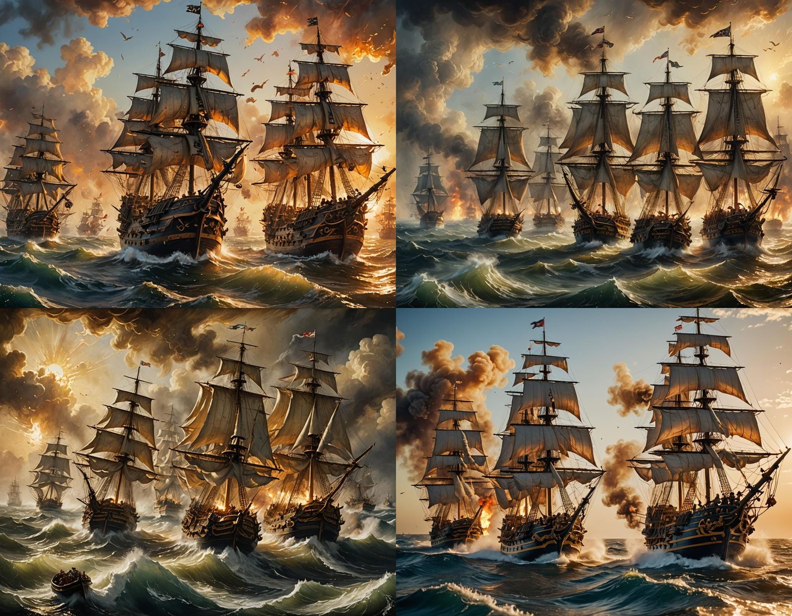 Pirate and British Navy Battle c. 1710