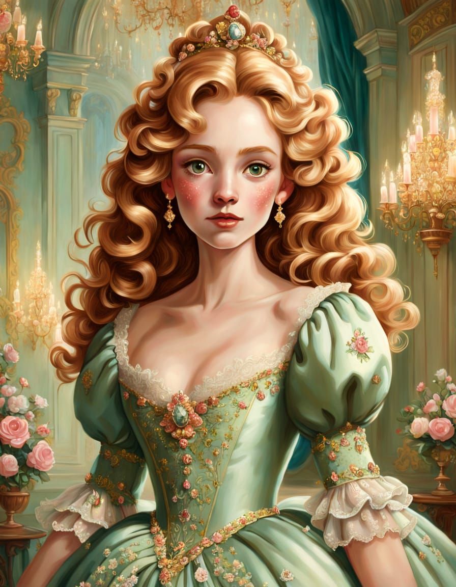 18th-Century Princess in Whimsical Rococo Gown