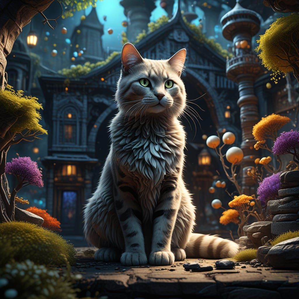 Fantastical Cat DNA Day in Deep, Complementary Colors