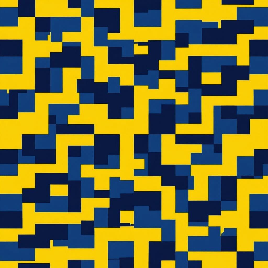 Abstract Blue Yellow Camo Pattern in Vector Art Style