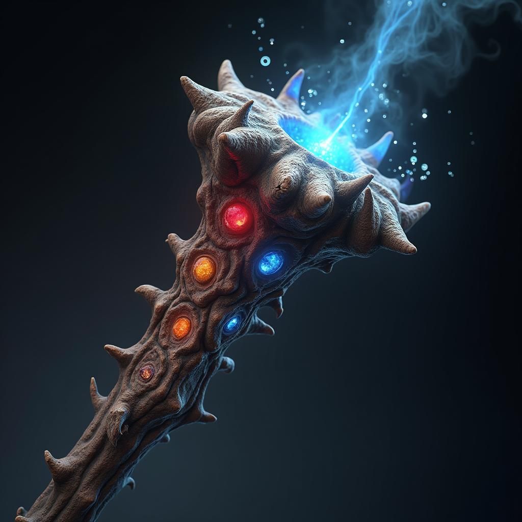 Magically Infused Bone with Runes and Gems