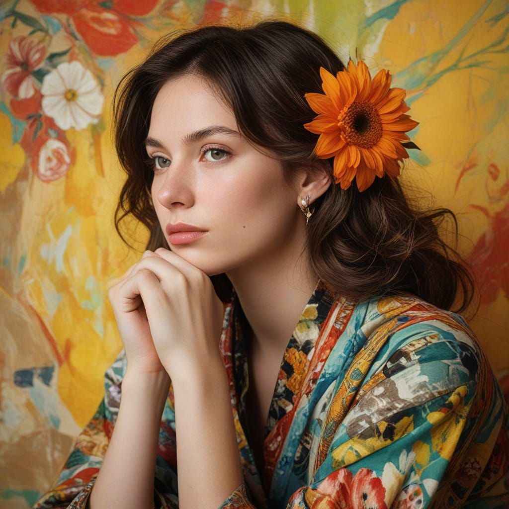 Elegant Women in Fauvist-Inspired Portraits with Expressive...