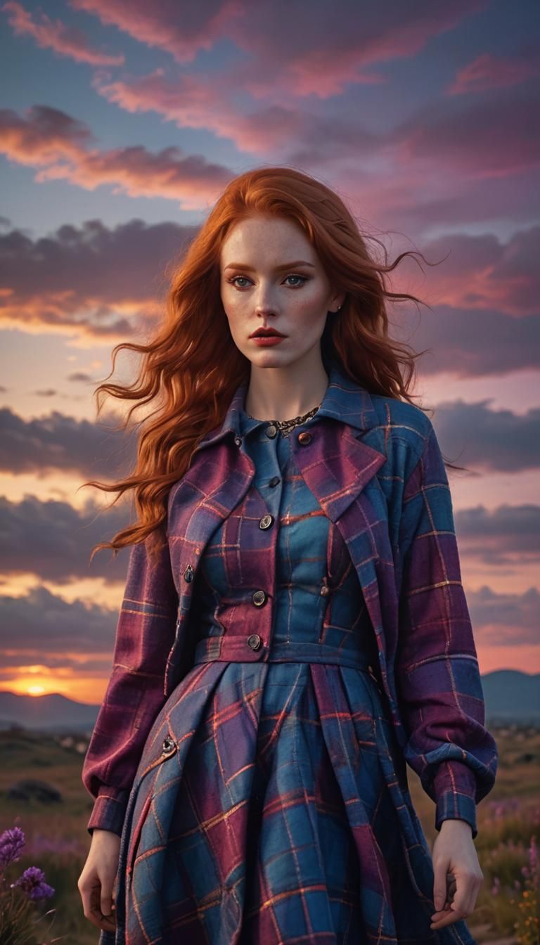 Haute Couture Goddess Basks in Vibrant Sunset