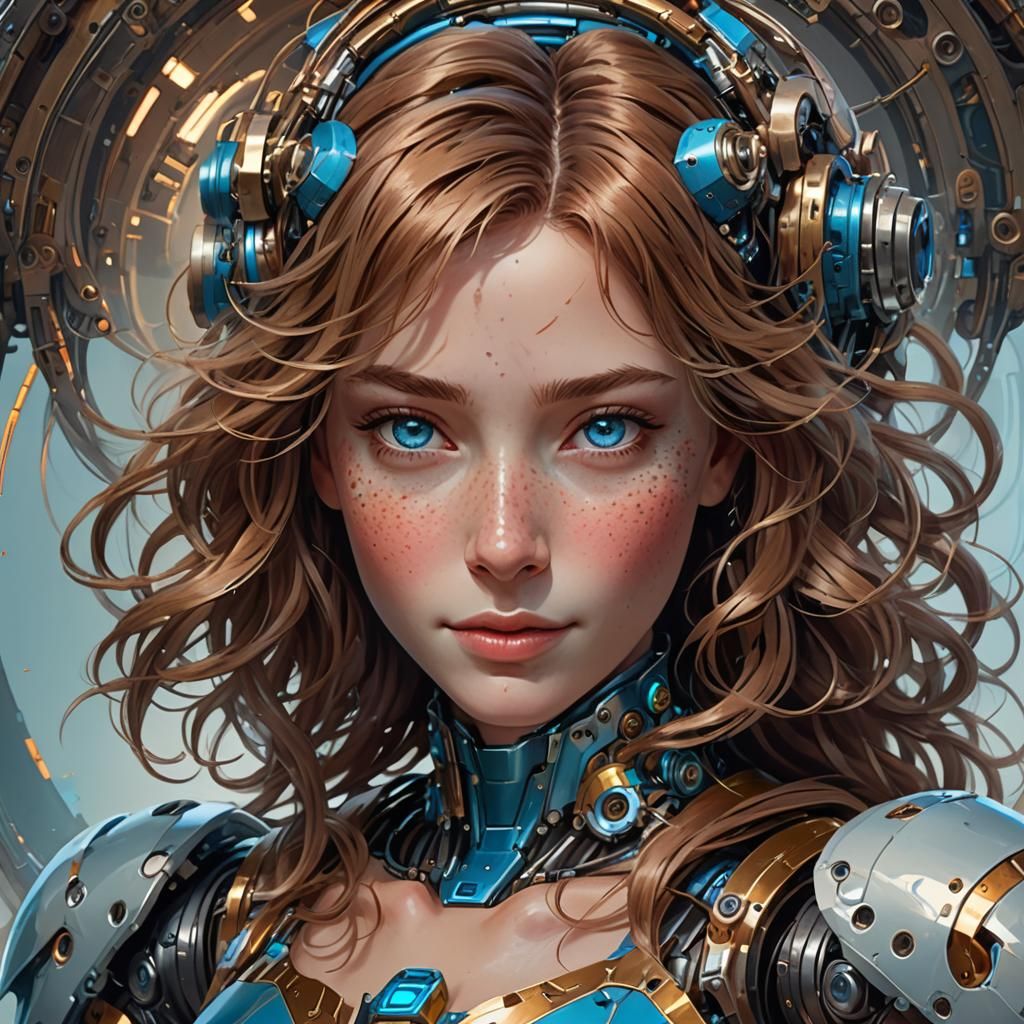Beautiful Companion Robot Portrait in Hyperdetailed Style