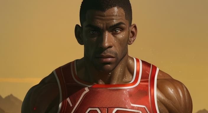 Athletic White Man Sweating in Neon Digital Art